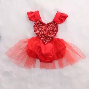 Girls valentines heart Romper